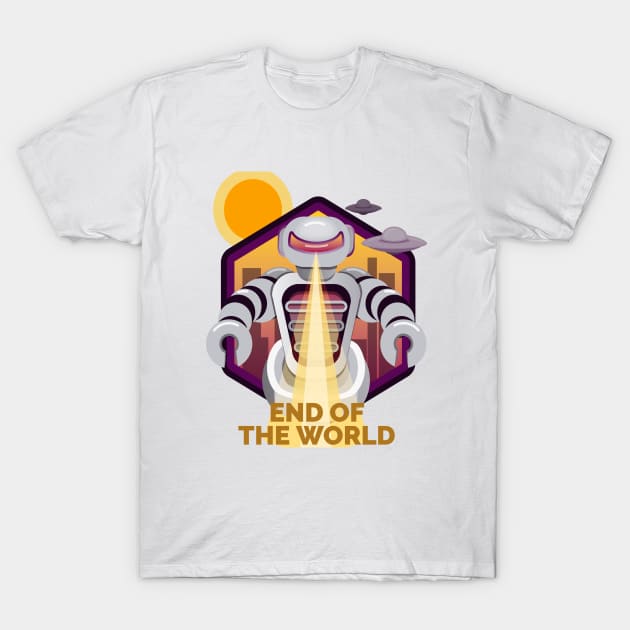 Retro Killer robot end of the world T-Shirt by inkonfiremx
